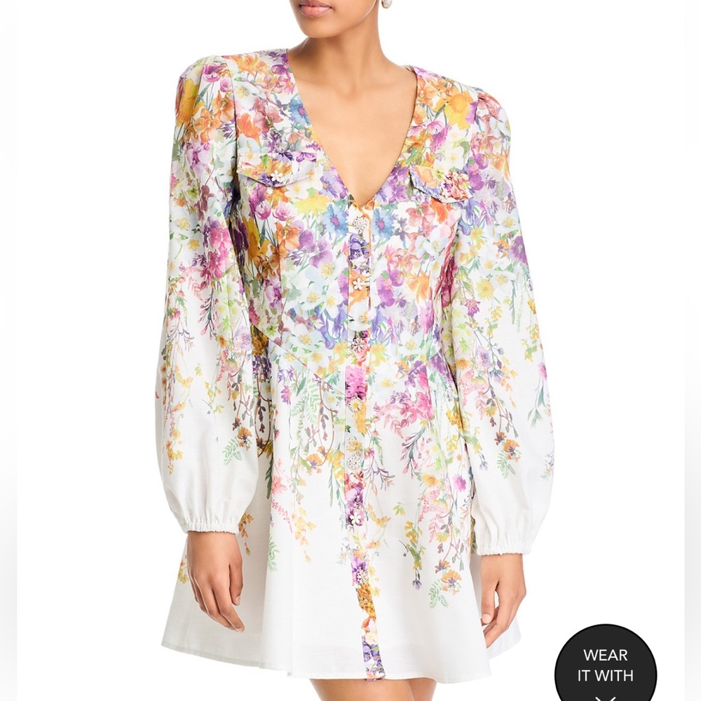 Aqua Floral Print Mini Dress- Bloomingdales